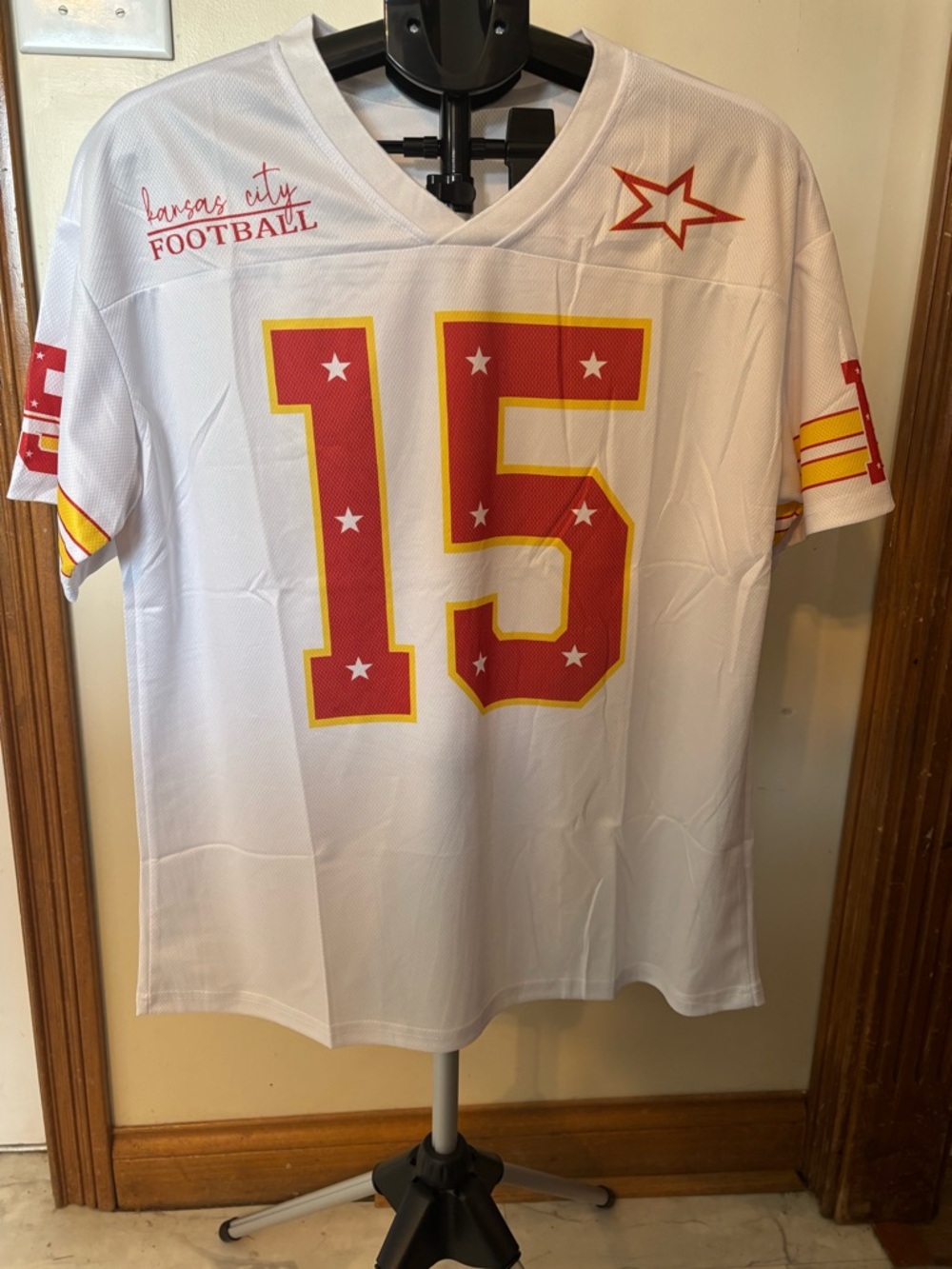Kansas City Football #15 White and Red Men’s Jersey